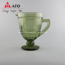 ATO Green Glass Mug Bière tasse avec poignée